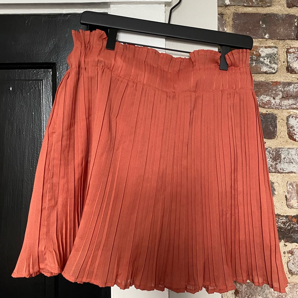 Coral Pleated Skirt